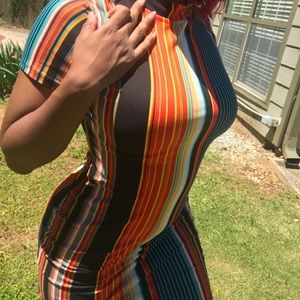 Colorful Stripe Fitted Dress